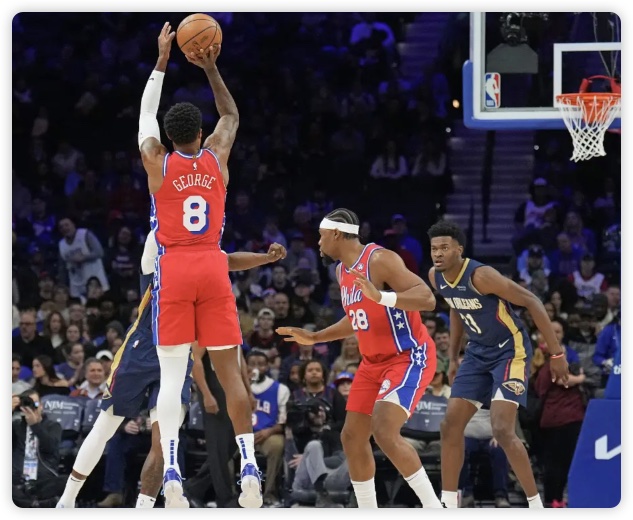 马克西30+12乔治25+11 麦科勒姆38分鹈鹕力克76人 